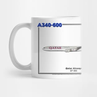 Airbus A340-600 - Qatar Airways (Art Print) Mug